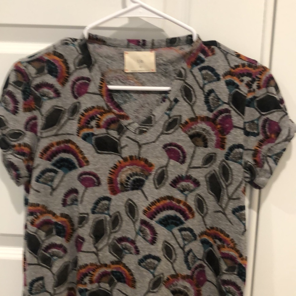 NWOT t. la from Anthropologie Floral Short Sleeve Size Small - Picture 2 of 10